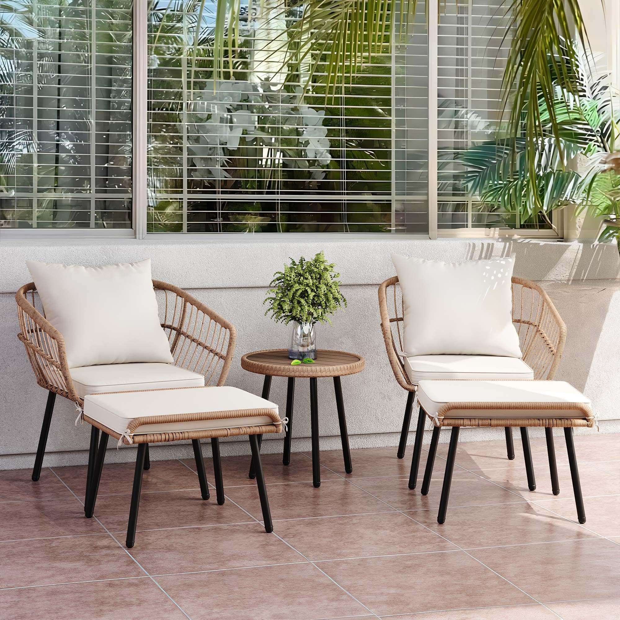 Photo 1 of *********ONLY COMES WITH 8 LEGS******MISSING PIECES******* YITAHOME Outdoor Wicker Furniture Set, All-Weather Patio Bistro Set with Footrest, Small Patio Conversation Set for Balcony Outside, Outdoor Chairs with Ottomans and Coffee Table