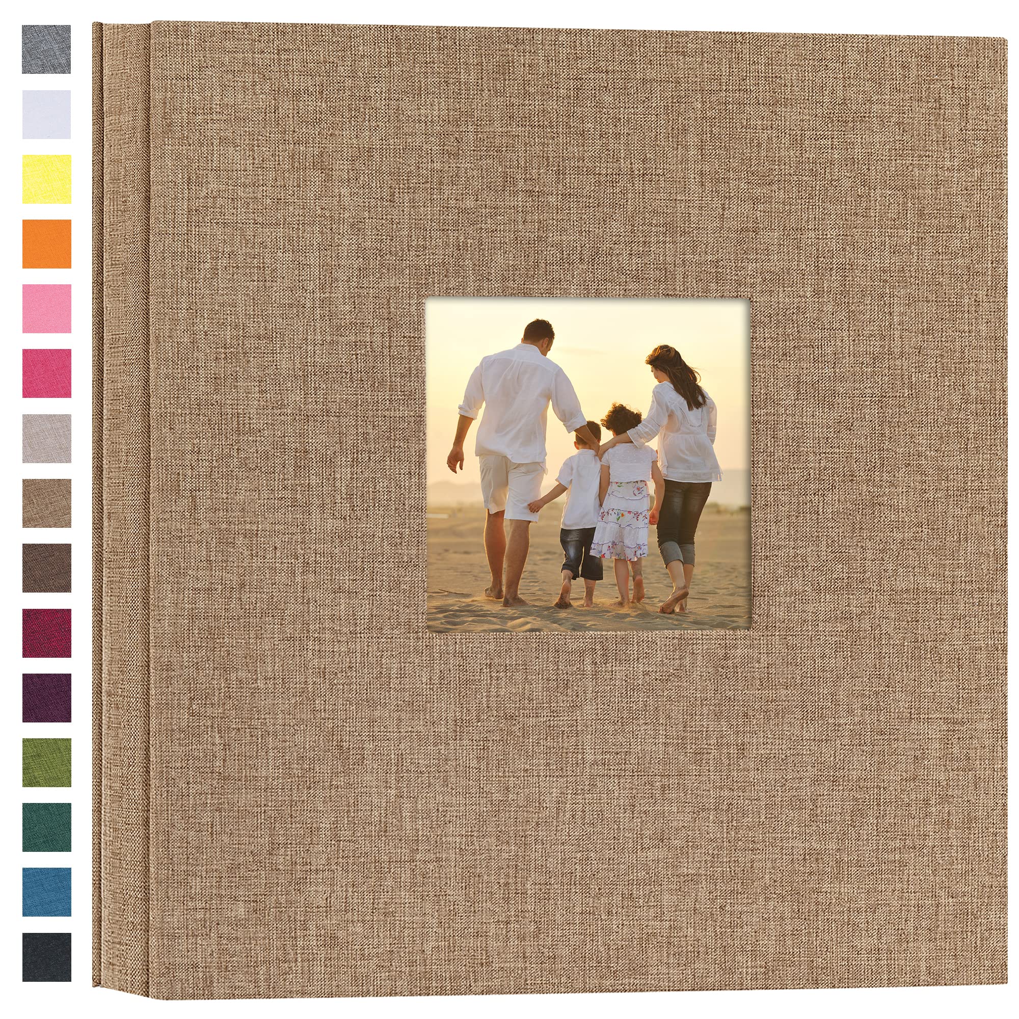 Photo 1 of potricher Linen Hardcover Photo Album 4x6 600 Photos Large Capacity for Family Wedding Anniversary Baby Vacation (Khaki, 600 Pockets)