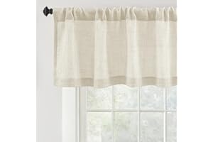 DriftAway Linen Textured Curtain Valances for Windows Light Filtering 3 Inch Rod Pocket Farmhouse Country Rustic Kitchen Valances for Bedroom Living Room Bathroom 18 inch Length Beige