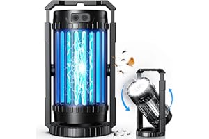EVOLPOL Solar Bug Zapper Outdoor Indoor, Mosquito Zapper with Large-Capacity 5000mAh Battery, 4 in 1 Insect Fly Zapper with Spotlights, Rechargeable & Cordless for Camping, Fishing, Patio, Home Black