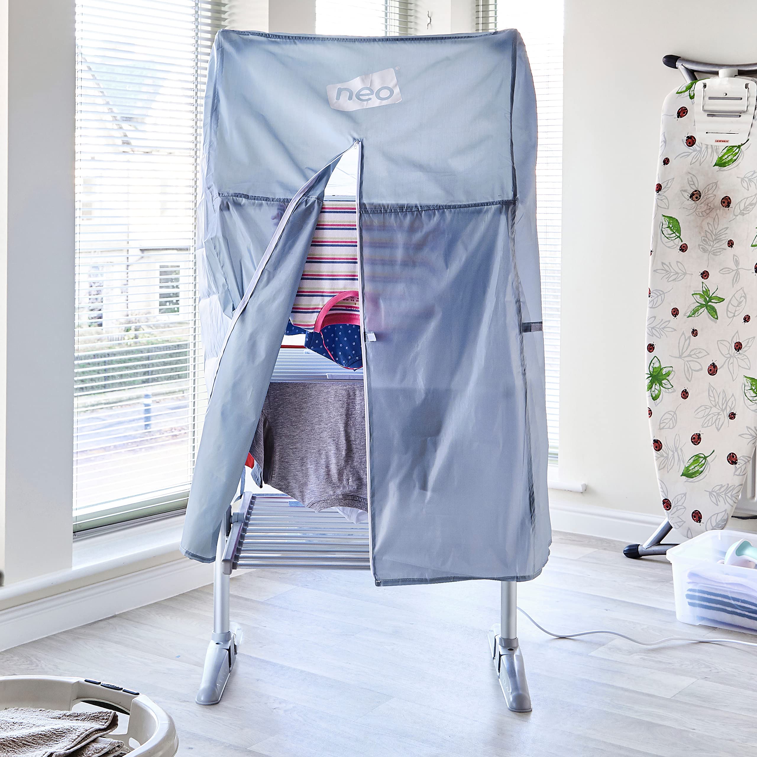 Neo XL Large Indoor Electric 3 Tier Airer Folding Foldable Laundry Clothes Horse Portable Heated Rail Rack Dryer Cover 36 Rails 147 cm…