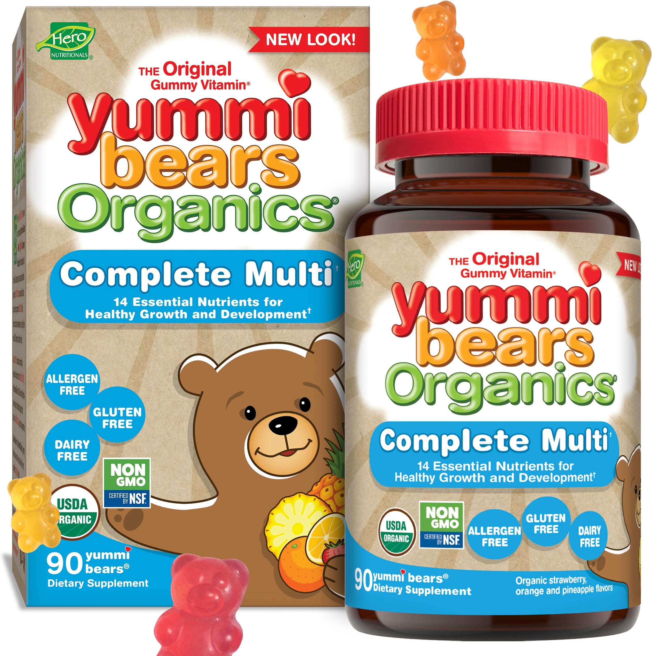 Yummi Bears Organics Multi-Vitamin for Kids 90 Gummy Bears
