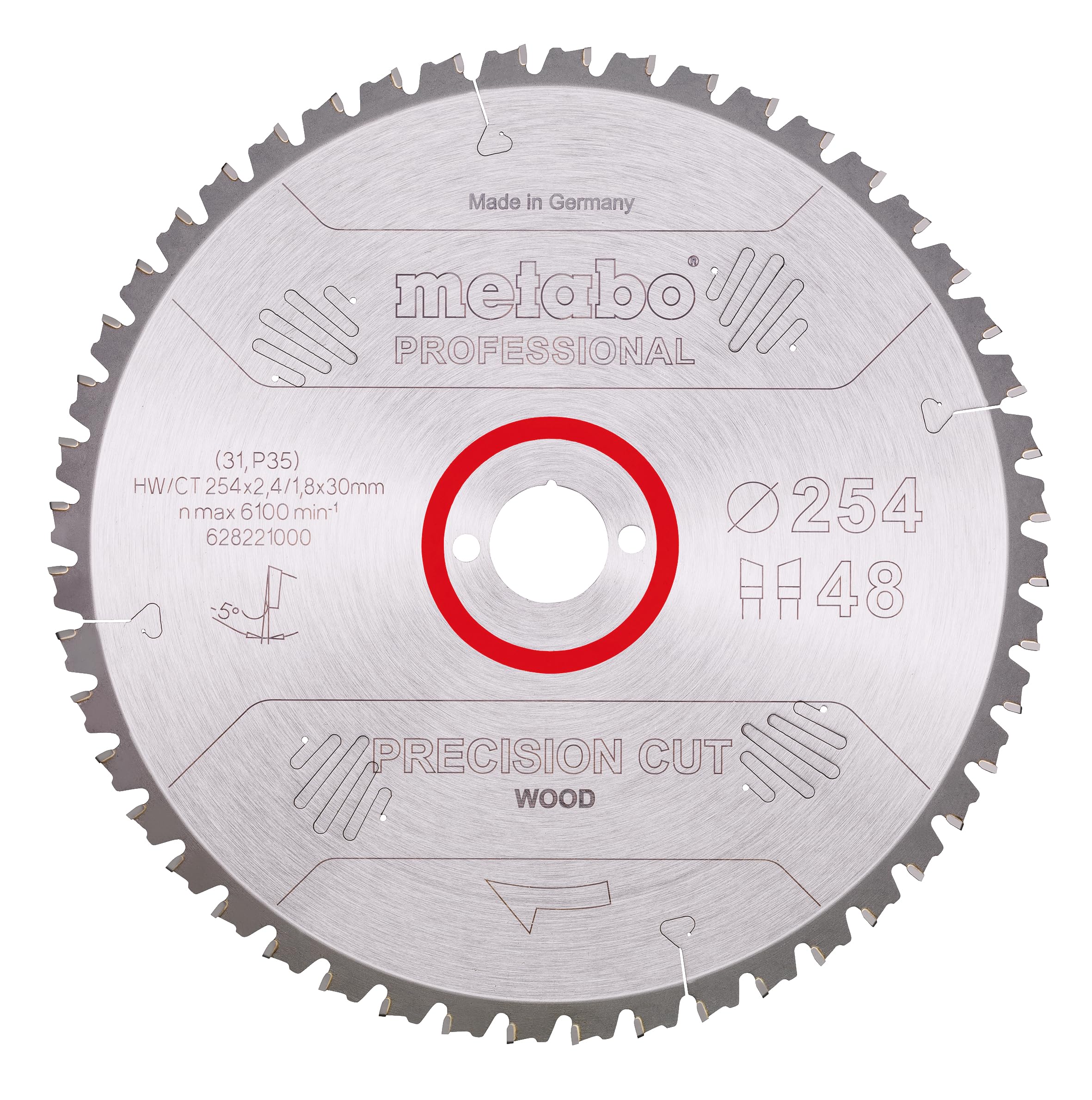Metabo 628221000 48 WZ 5 Degree Circular Saw-Blade, Green, 254 x 30 mm