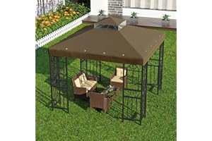 BIG LIGHTING DEALS 10'x10' Replacement Canopy Top Cover Only for Gazebo, Double Tiered Gazebo Covers for Outdoor Patio Garden Canopy(Brown)