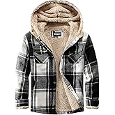 Elesuit Women's Fleece Flannel Jacket Plaid Sherpa Lined Jacket Long Sleeve Button Down Hooded Jackets for Women