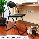 Nyxi Set of 2 Folding Chairs Padded Faux Leather Home Office Black view 6
