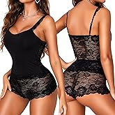 RSLOVE Sexy Lingerie Set for Women - Lace Floral Lingerie High Waist Sleepwear Bra and Panty 2 Piece Sets Pajamas Nightwear