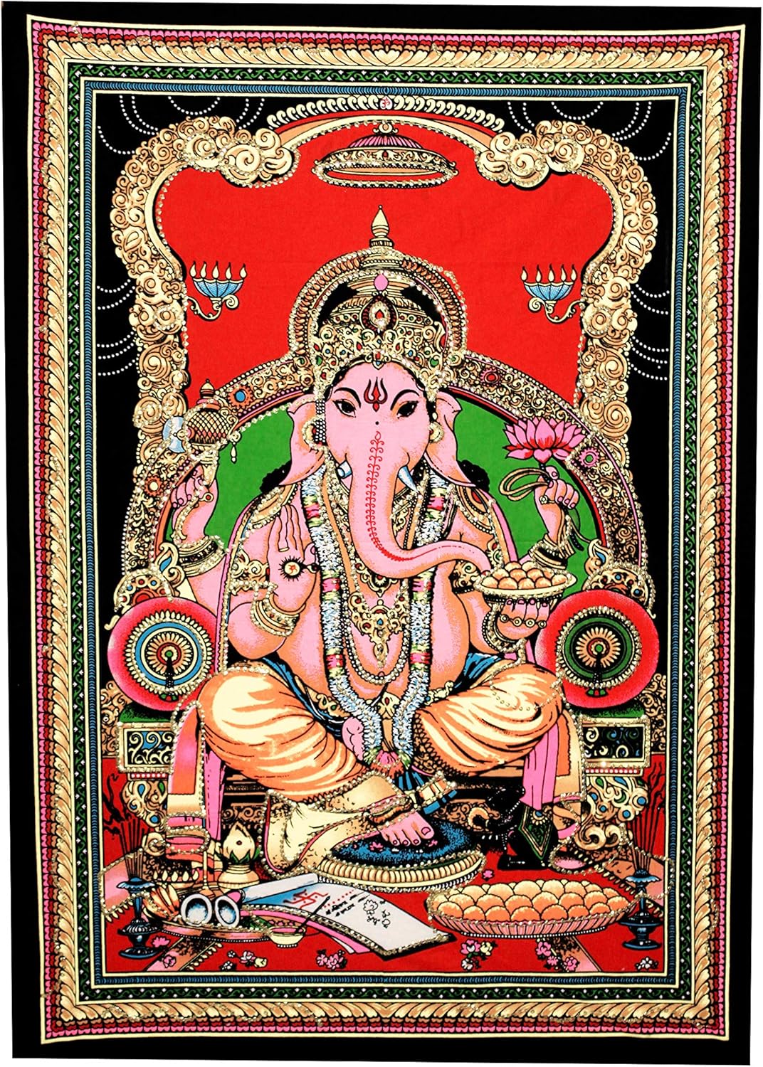 Lord Ganesha Tapestry Bohemian Hippie Poster Wall Hanging, Indian 