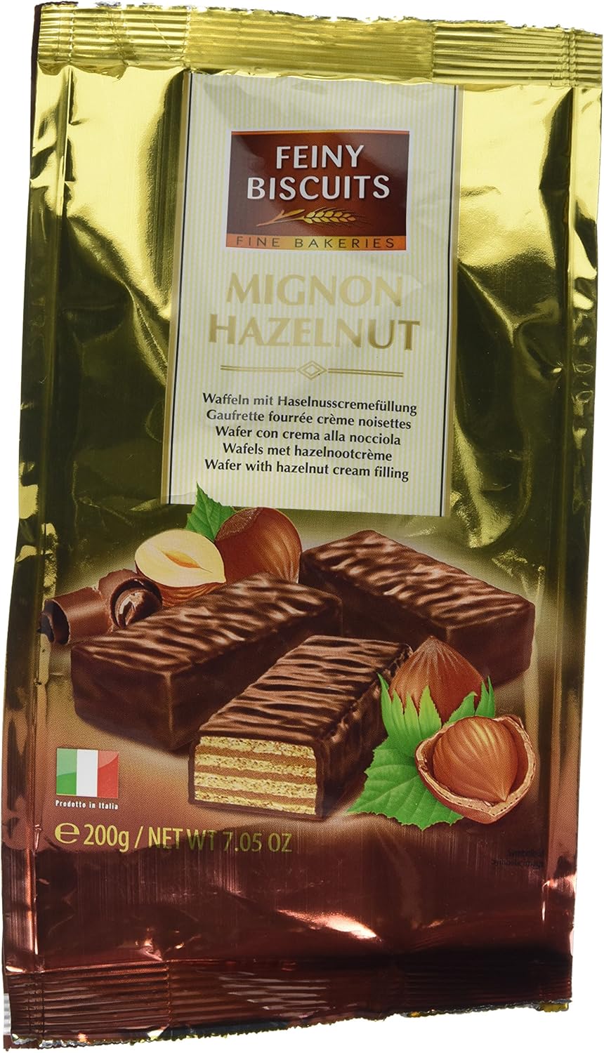 Gunz Feiny Biscuits Mignon Wafers Filled with Hazelnut Cream, 200 g