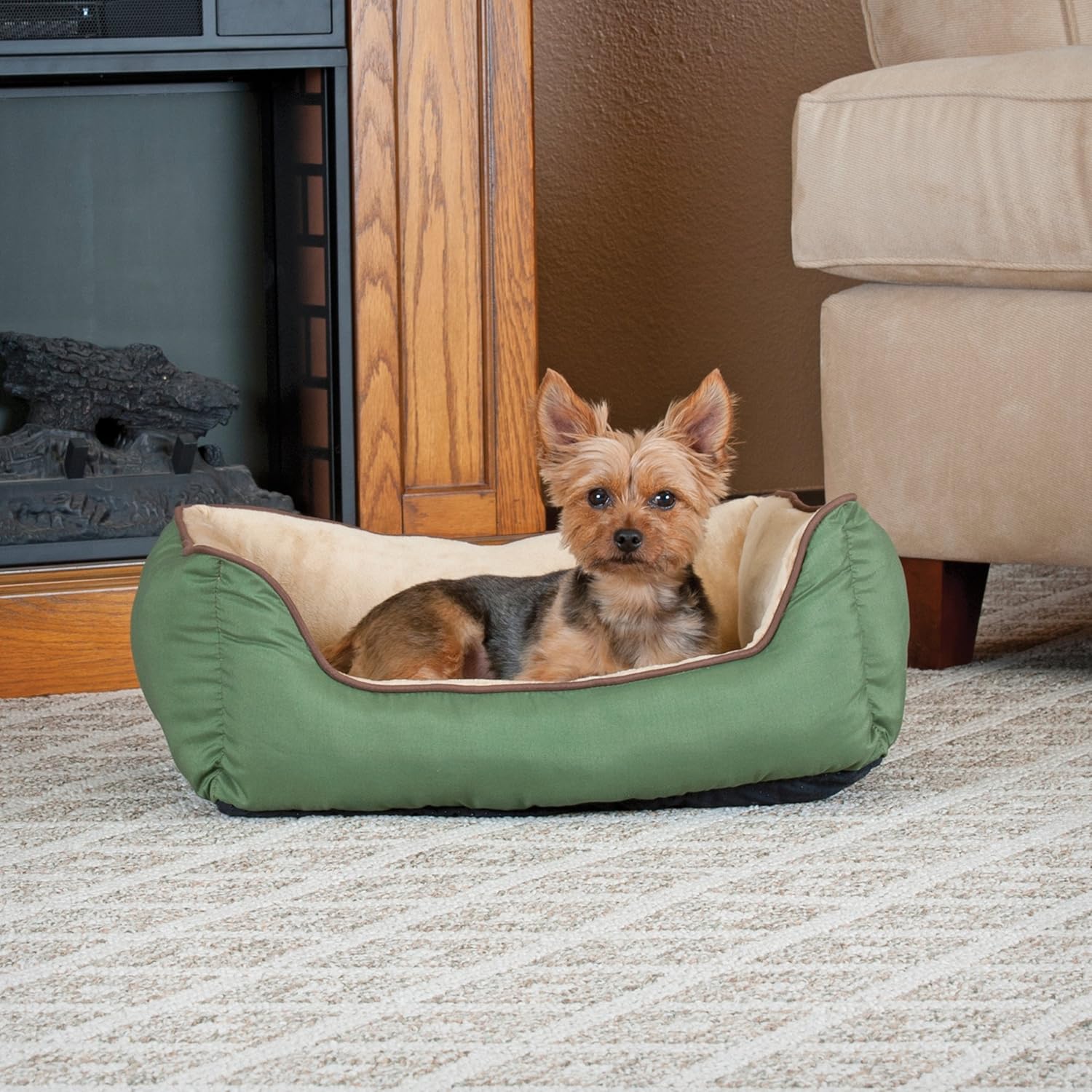 K&H Pet Products Self-Warming Lounge Sleeper Pet Bed Small Sage/Tan 16" x 20" : Pet Supplies