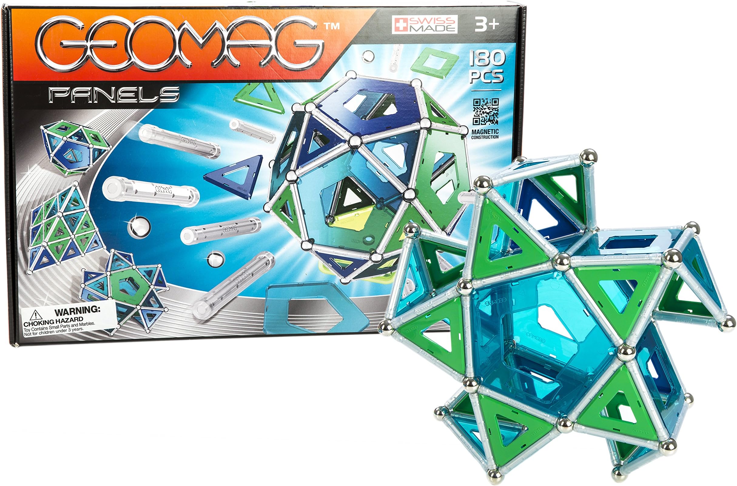 Geomag 180-Piece Construction Set with Assorted Panels - Mentally Stimulating for Children and Adults - Safe and Construction - For Ages 3 and Up