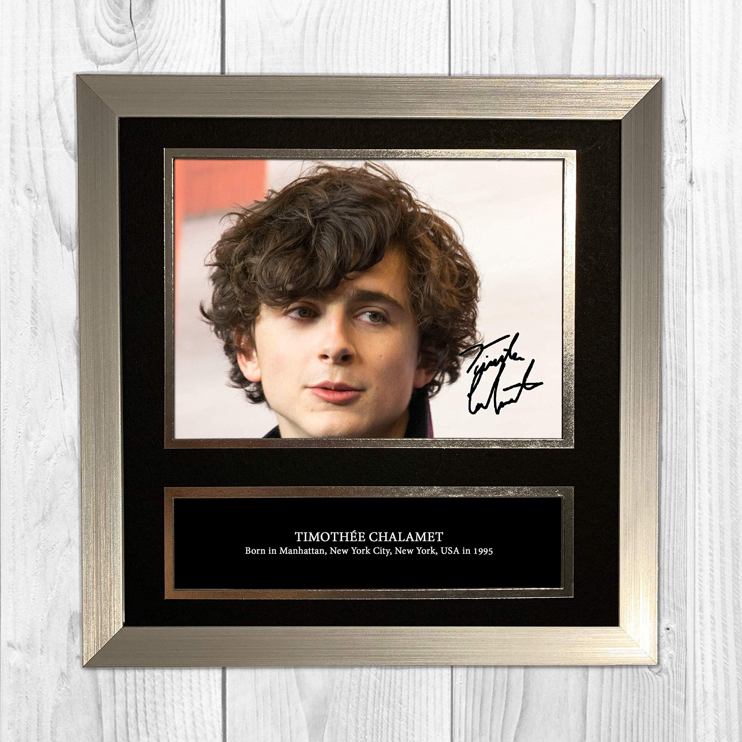 Timothée Chalamet 1 NDB Signed Reproduction Autographed Wall Art - 10 inch x 10 inch Print (Silver frame)