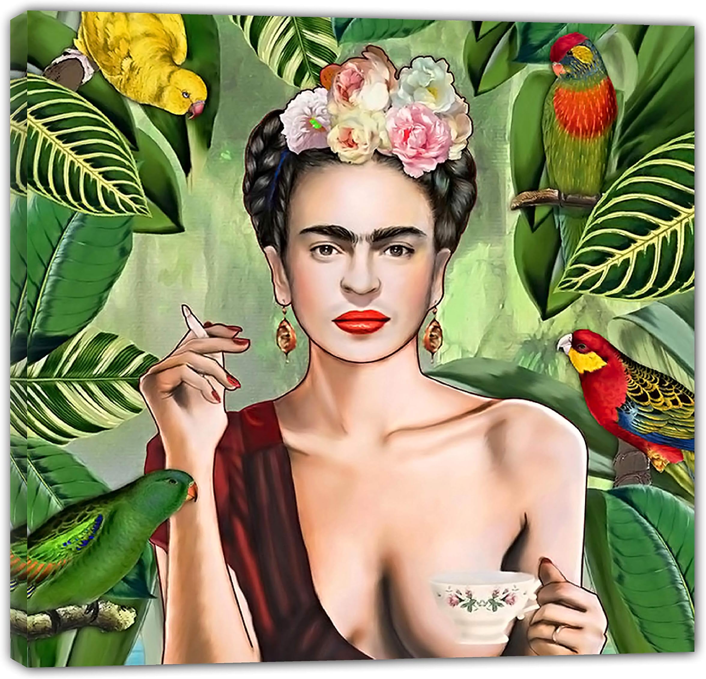 Frida Kahlo Con Amigos Reproduction Picture Photo Reprint On Framed Canvas Wall Art Home Office Decoration 24’’ x 24 inch(60x 60 cm) -18mm Depth