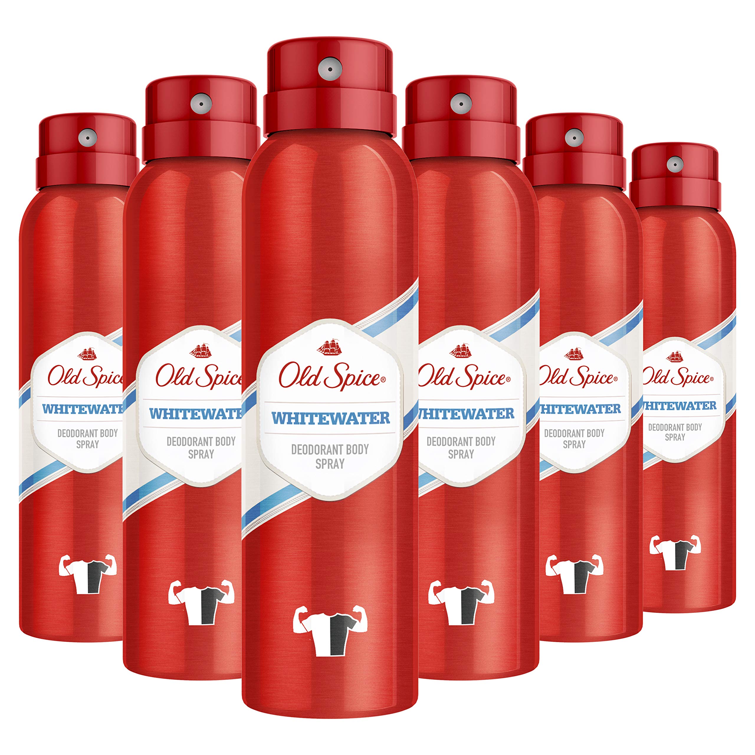 Old Spice Whitewater Deodorant Body Spray For Men, 150 ml, 6 Packs