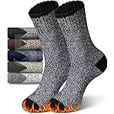 sellto 5 Pairs Merino Wool Socks for Men, Thick Warm Hiking Socks, Wool Winter Socks, Soft Mens Crew Sock