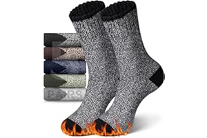 sellto 5 Pairs Merino Wool Socks for Men, Thick Warm Hiking Socks, Wool Winter Socks, Soft Mens Crew Sock