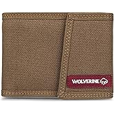WOLVERINE Men's Canvas/Leather Bifold Wallet | RFID Protection | ID Window | Card Slots | Bill Pocket | Durable | Leather | Canvas
