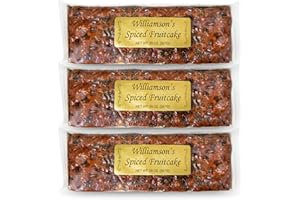 WILLIAMSON GOURMET FRUITCAKE Williamson's Spiced Fruitcake, Fruit Cake, Freshly Made, Gourmet Snack, Food Gift with Fine Fruits and Nuts (20 OZ, Pack of 3)