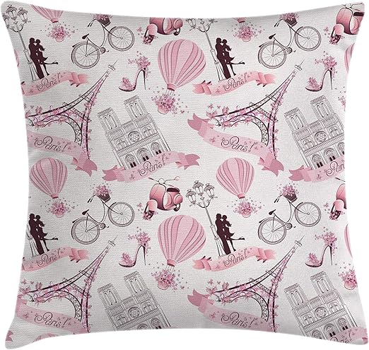 Amazon Com Ambesonne Eiffel Tower Throw Pillow Cushion Cover