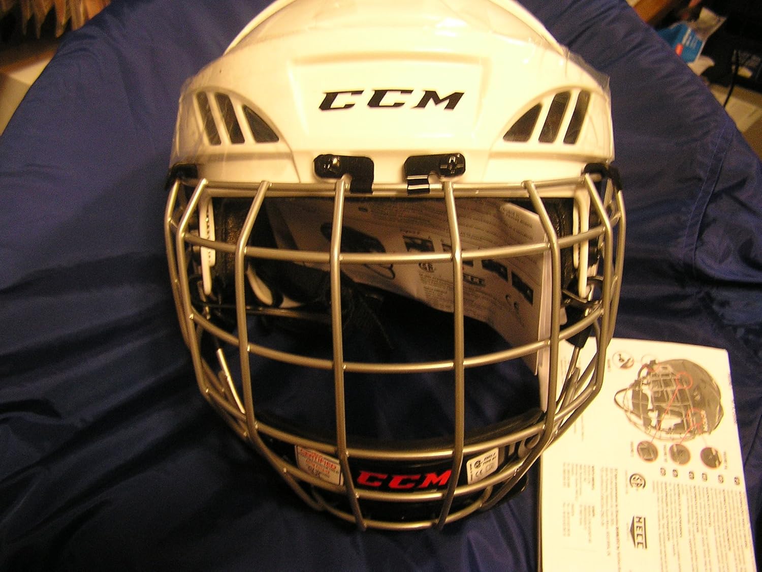 CCM FitLite 40 Hockey Helmet Combo, Large, White Sports