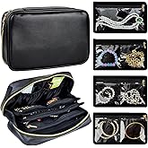 LingLingo Travel Jewelry Organizer Case,Small Jewelry Bags for Traveling, Jewelry Case with 14 Pcs Clear Zipper Velvet Pockets for Storing Earrings, Rings, Necklace, Bracelet, Watch