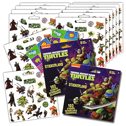 Teenage Mutant Ninja Turtles Stickers Party Favors - Bundle of 12 Sheets 240+ Stickers plus 2 Specialty Stickers