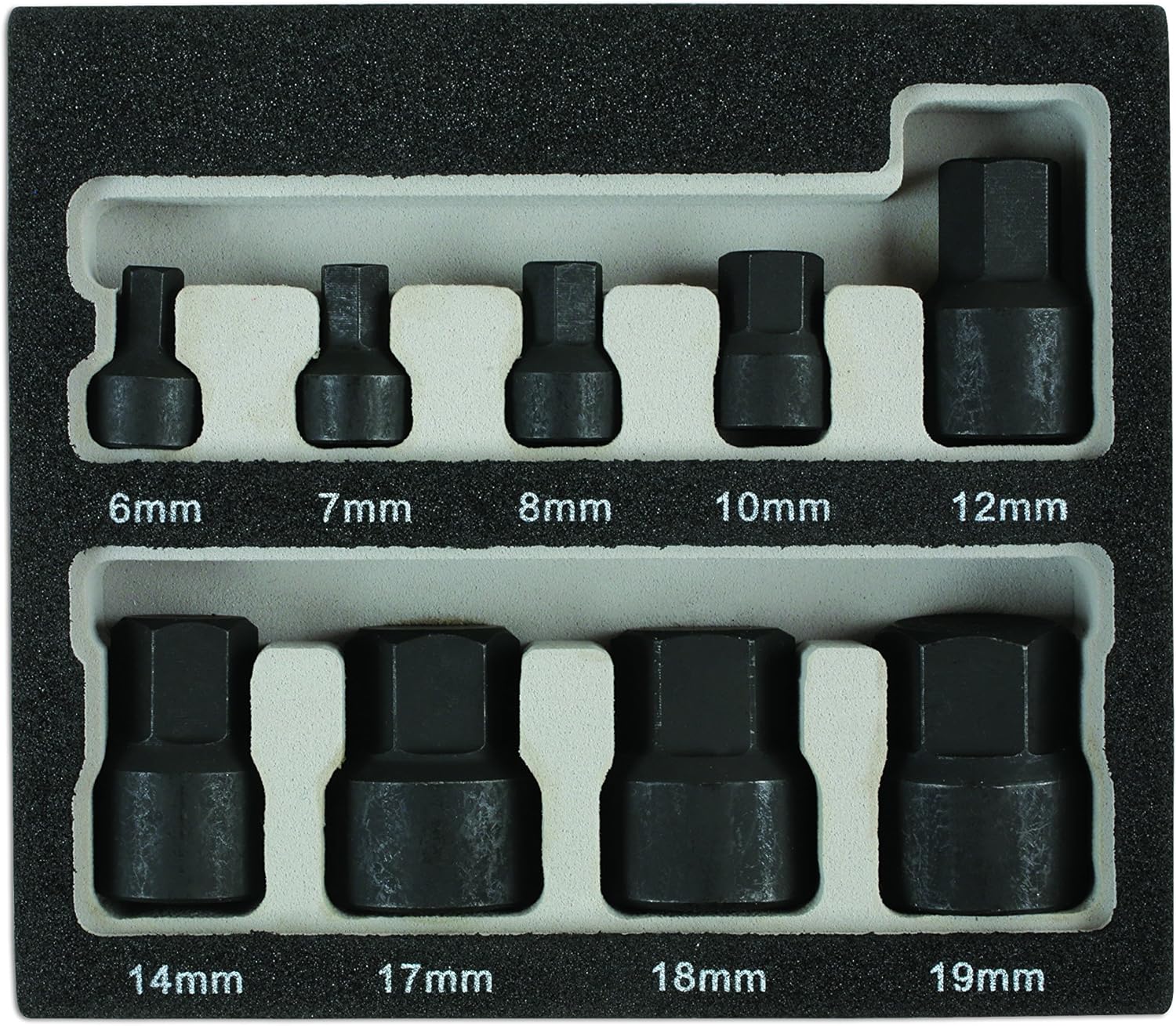 Laser 6726 Low Profile Impact Hex Socket Bit Set 1/4"D, 3/8"D 9pc, Silver, Variety Pack - Image 5