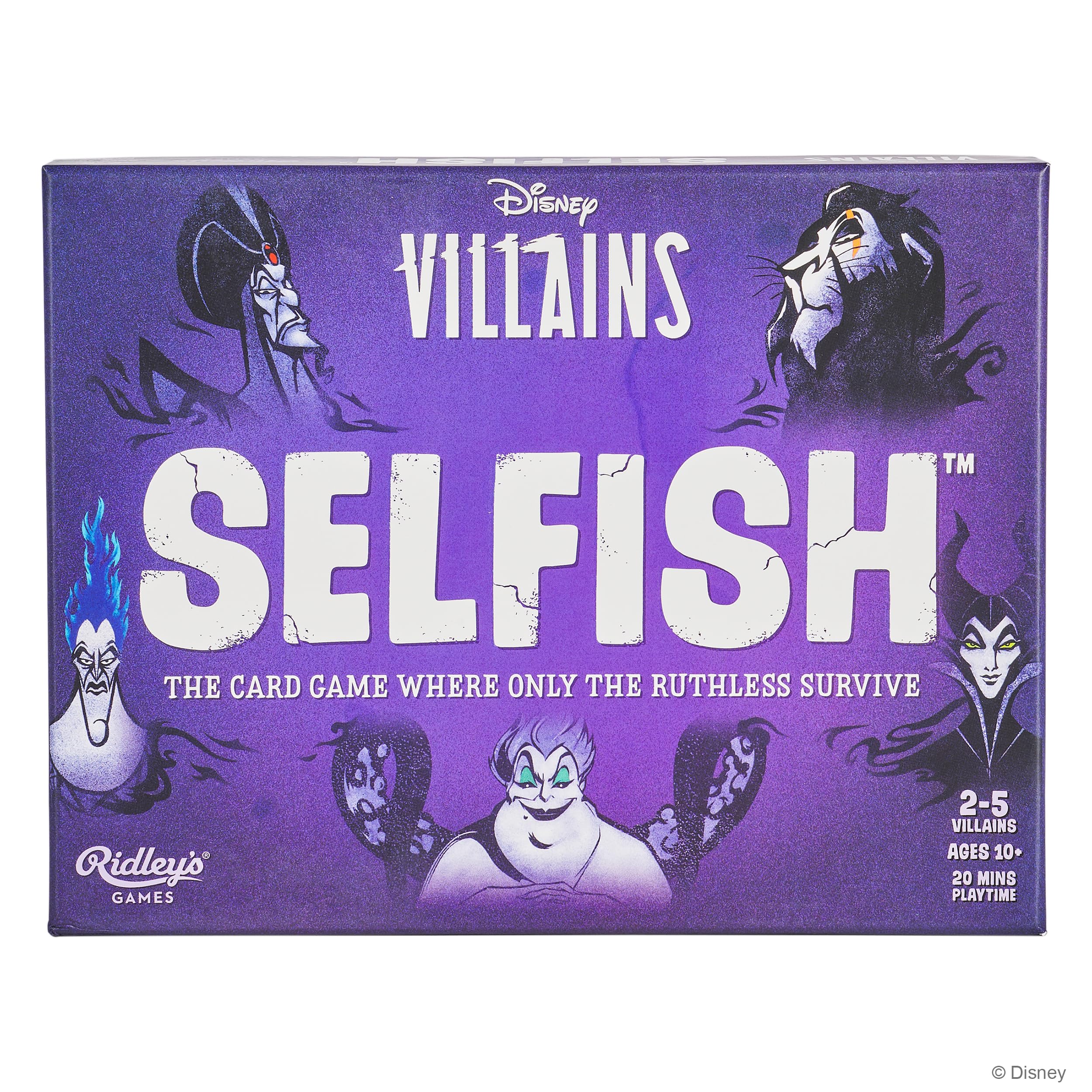 Selfish: Disney Villains | The Card Game Where Only The Ruthless Survive |Play as Your Favorite Disney Villain| Make it to The End First to Win |Ages 10+, 2-5 Players, 20-Minute Playtime