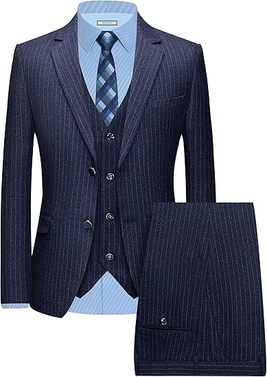 Amazon ストライプ スーツ 男 3ピース ビジネス 洋服 細身 人気 春夏 通年 紳士服 2つボタン 上下セット 出張 仕事着 着心地良い Office 礼服 結婚式 通勤 就活 大学 入学 式 冠婚葬祭 Men S Suits ネクタイ付属 ネクタイ 通販