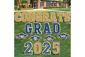 HOVACY 20 PCS 2025 Graduation Decorations, Large Congrats Grad 2025 Yard Signs with Stakes, Class of 2025 Glitter Plastic Congratulations Graduate Grad Lawn Yard Signs for College School Grad Party Supplies