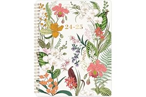 SIMANNIE Planner 2024-2025 - Academic Planner 2024-2025, Jul. 2024 - Jun. 2025, 8" x 10", Weekly and Monthly Planner 2024-2025 with Printed Tabs, Flexible Cover with Thick Paper + Twin-Wire Binding - Floral