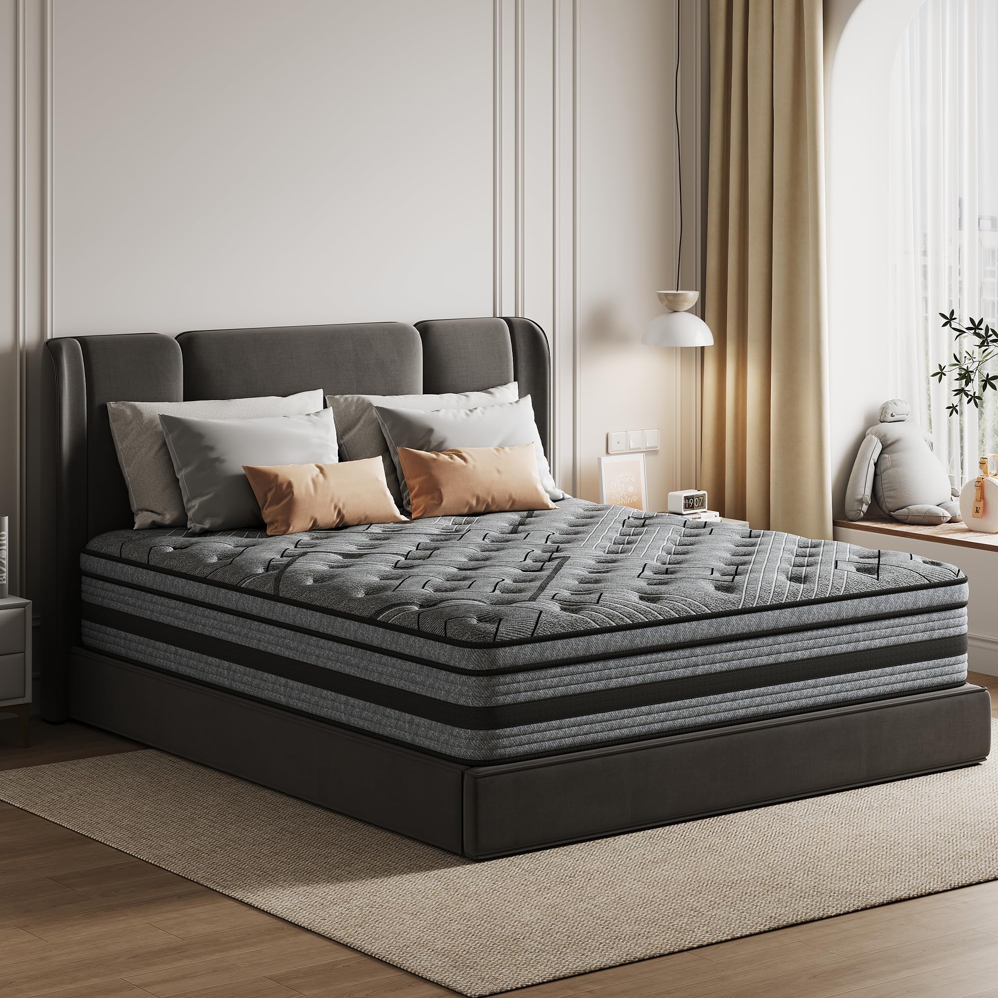 Photo 1 of Gunugu Queen Mattress,12 Inch Queen Size Mattress in a Box,Memory Foam Hybrid Queen Mattresses with Individual Pocket Springfor Motion Isolation&Silent Sleep,Lumbar Support&Pressure Relief,Medium Firm