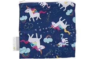 Itzy Ritzy Reusable Snack Bag – 7” x 7” BPA-Free Snack Bag is Food Safe, Washable and Ideal for Storing Snacks, Pacifiers, Electronics and Makeup in a Diaper Bag, Purse or Travel Bag, Unicorn Dreams