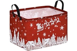 VAIVUSTO Christmas Basket for Gifts Nursery Hamper Collapsible Waterproof Storage Bin Kids Toy Box Book Shelf Basket Xmas Party Decor