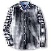 Tommy Hilfiger Boys' Long Sleeve Woven Button-down Shirt, Lightweight & Breathable