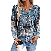 Zeagoo Long Sleeve Shirts for Women 2025 Casual Pleated V Neck Fall Tunic Tops Button Down Blouse Dressy Loose T-Shirts