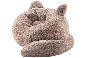 Achicsofar Bean Bag Chair for Adults Teens Giant Faux Fur Bean Bag Chairs with Filler Fluffy Plush Cat Shaped Beanbag Couch Comfy Accent Floor Sofa for Gaming, Reading in Living Room, Bedroom, Dorm