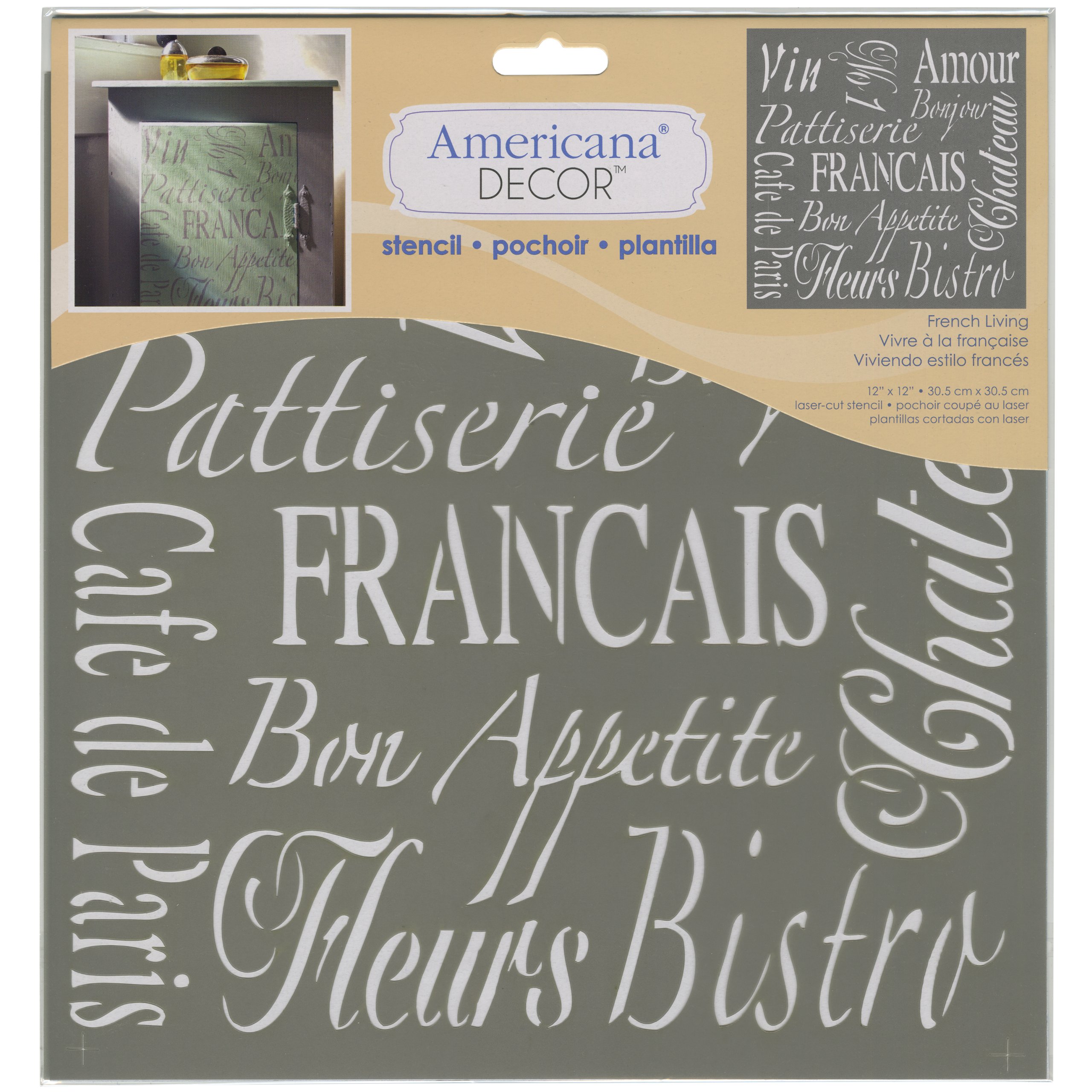 Deco Art Plastic Americana Stencil 12-inch x 12-inch-French Living