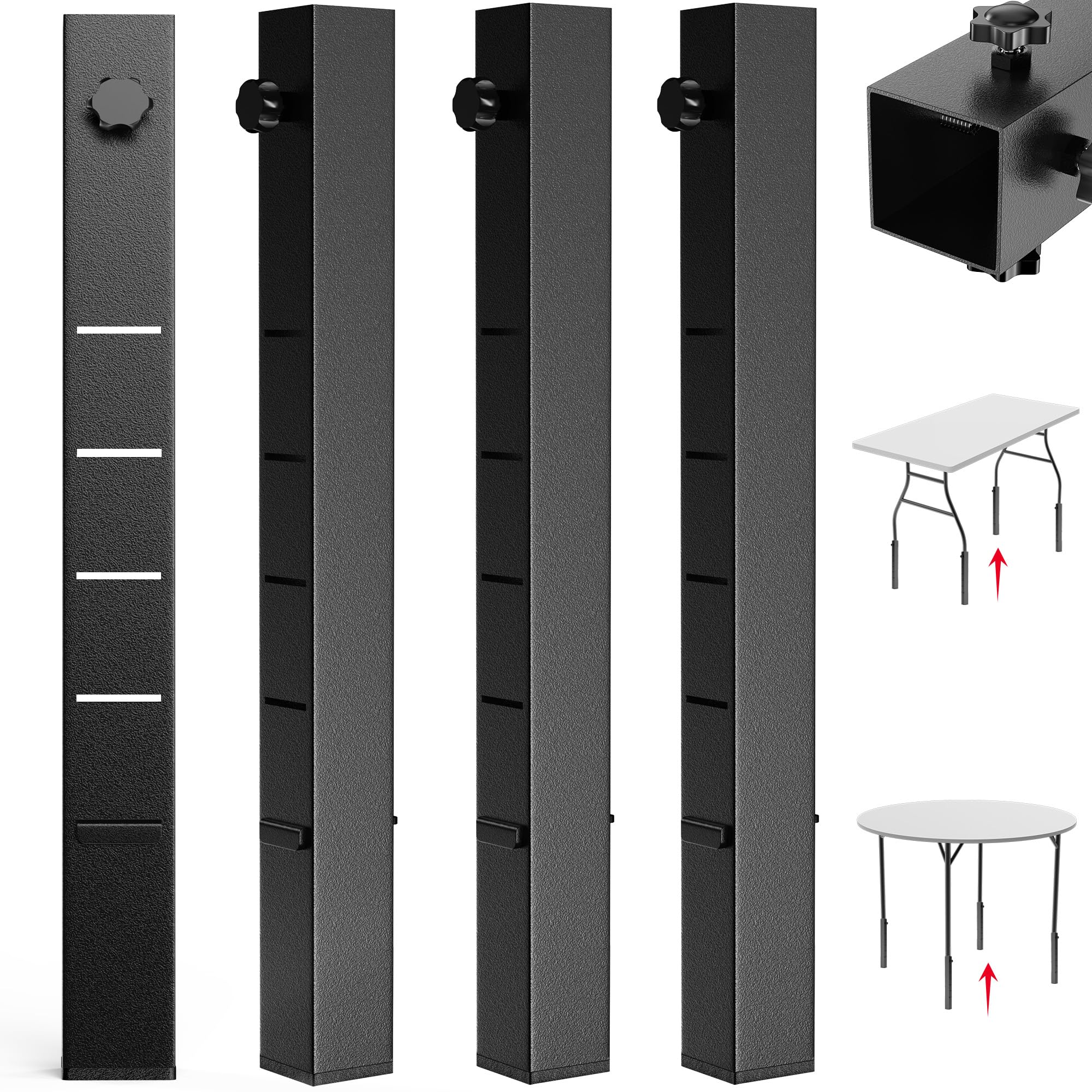 Photo 1 of 4 Pcs Folding Table Leg Extenders, Super-Strength Steel Table Leg Risers, Tables Height Extenders Lifts Risers, 5 Levels Adjustable Height Desk Legs Extensions Rise 4.3?6.3?8.3?10.3?12.2in