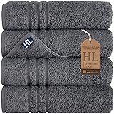 Hawmam Linen Grey Bath Towels Set of 4, Cotton