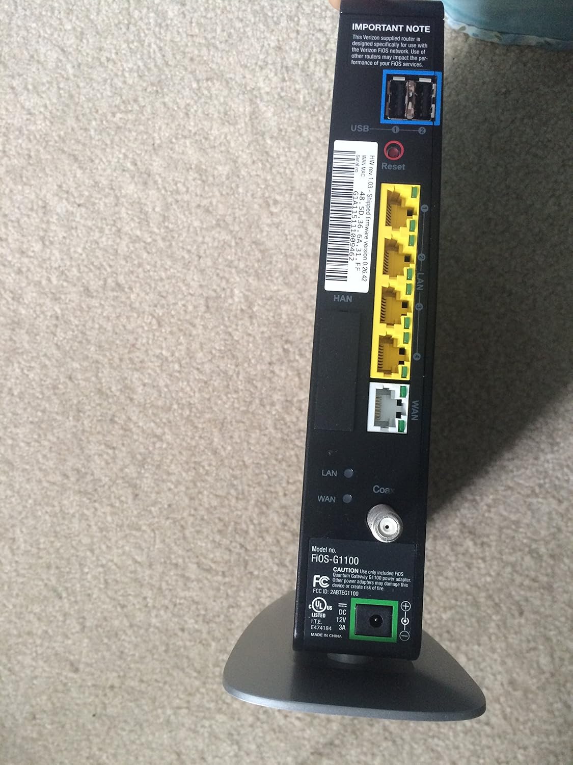 Amazon.com: Verizon Fios Gateway AC1750 Wi-Fi (G1100): Computers &  Accessories