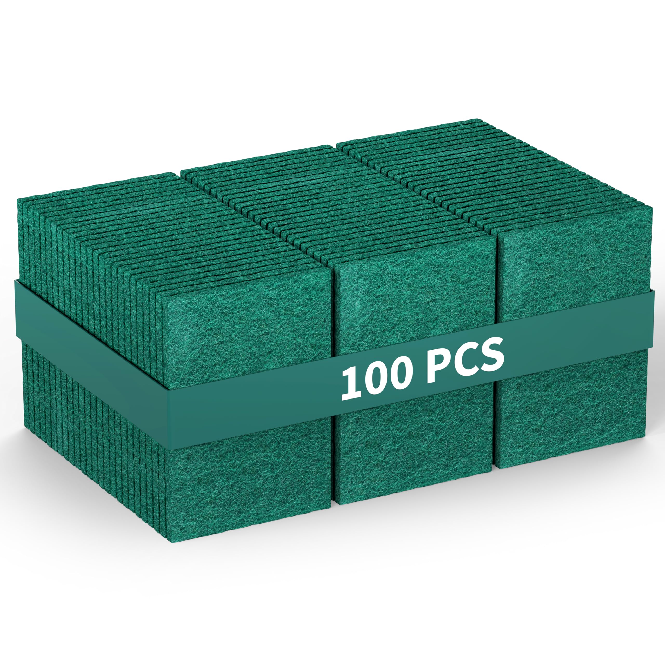 Photo 1 of 100 Pack Green Scouring Pads 3x4 Inch – Heavy Duty, Non Scratch Scrub Pads Bulk for Kitchen, Dishes, Pots, Pans, Grill & Household Cleaning – Reusable Multipurpose Scrubber Pads