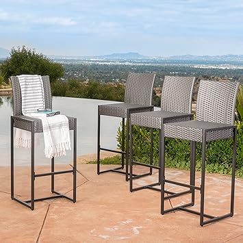 Amazon.com: Conrad Patio Furniture ~ Outdoor Bar Stools (Grey ...