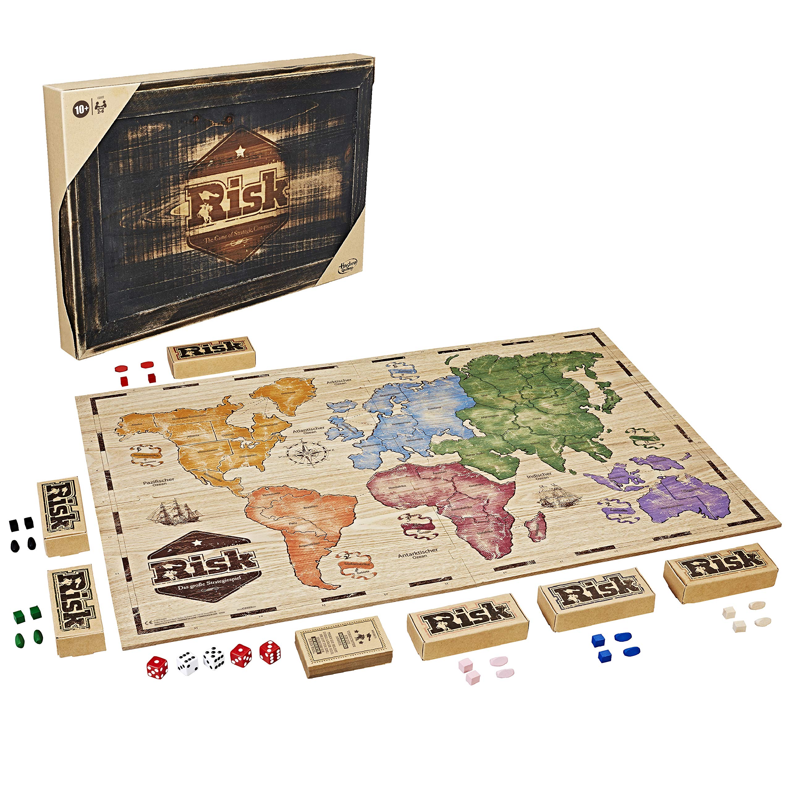 Hasbro Gaming C2322800 Risk Rustic, Large Strategy Game in Wooden Edition, German Language Version, Single, Multi Amazon Exclusive
