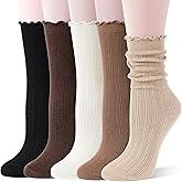 Thin Merino Wool Ruffle Boot Socks Warm Winter Cozy Frilly Soft Casual Breathable Socks for Womens 5 Pairs