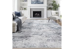 AELENMU 8x10 Area Rugs for Living Room Rug Washable: Abstract Large Rug for Dining Room Bedroom Carpet Non Slip 8 by 10 Indoor Modern Nursery Home Office Blue Grey