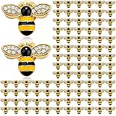 Unittype 25/50/100/200 Pcs Rhinestone Bee Bin Bee Brooch for Women | Rhinestone Bee Brooches, Gold Insect Animal Brooches with Buttons, Cute Animal Lapel Pins for Clothing, Bags, Hats Gifts