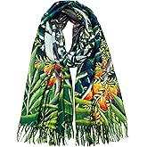 VENVSBEE Reversible Scarf Soft Large Shawl Wrap Blanket Double Sided Art Print Warm Pashmina Stoles Klimt Van Gogh Gifts