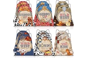 Silkfly 24 Pcs Cowboy Western Bag Drawstring Boot Hat Bags Cowgirl Wild Rodeo Backpack Cinch Goodie for Gift Birthday Party Favors
