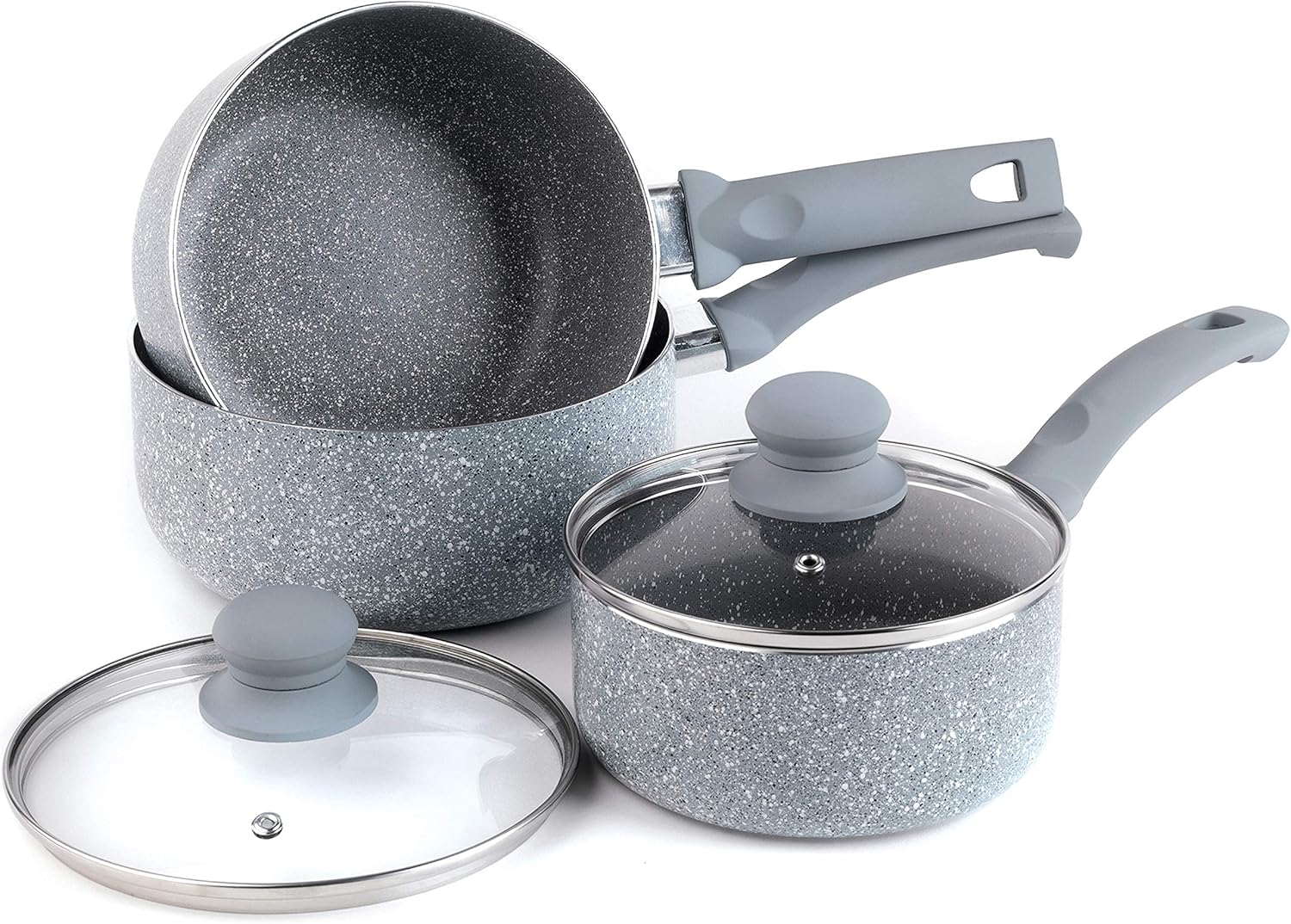 Russell Hobbs BW03721DB Stone Collection Aluminium 3 Piece Saucepan Set, 16/18/20 cm, Daybreak, Grey, 3-Piece Saucepan Set, 16/18/20 cm - Image 5